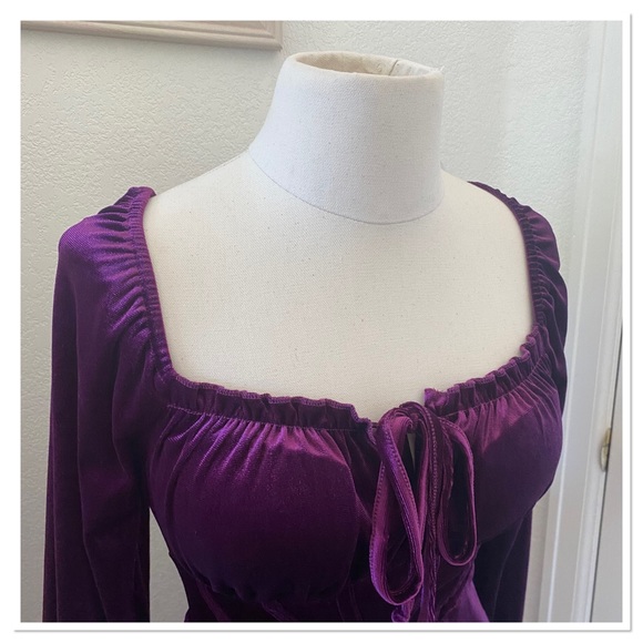 Allison & Kelly Women’s Long Sleeve Velvet Babydoll Dress - Picture 3 of 4